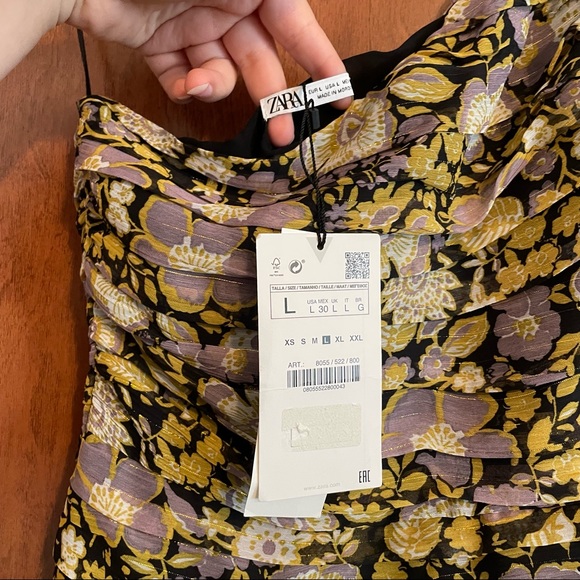 Zara Dresses & Skirts - Zara One Shoulder Floral Ruched Gathered Mini Dress.